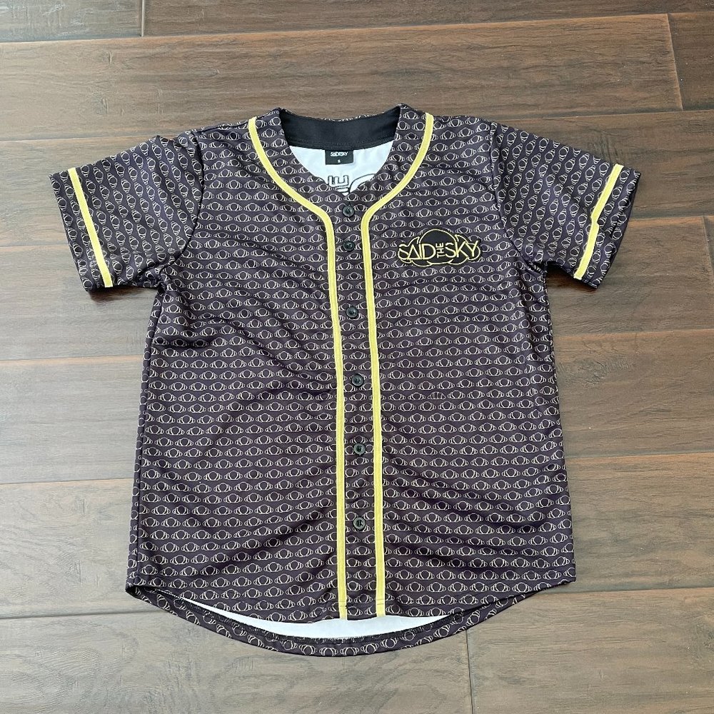 Said The Sky Baseball Jersey Black & Gold Embroidered 09 Size Small NWOT!